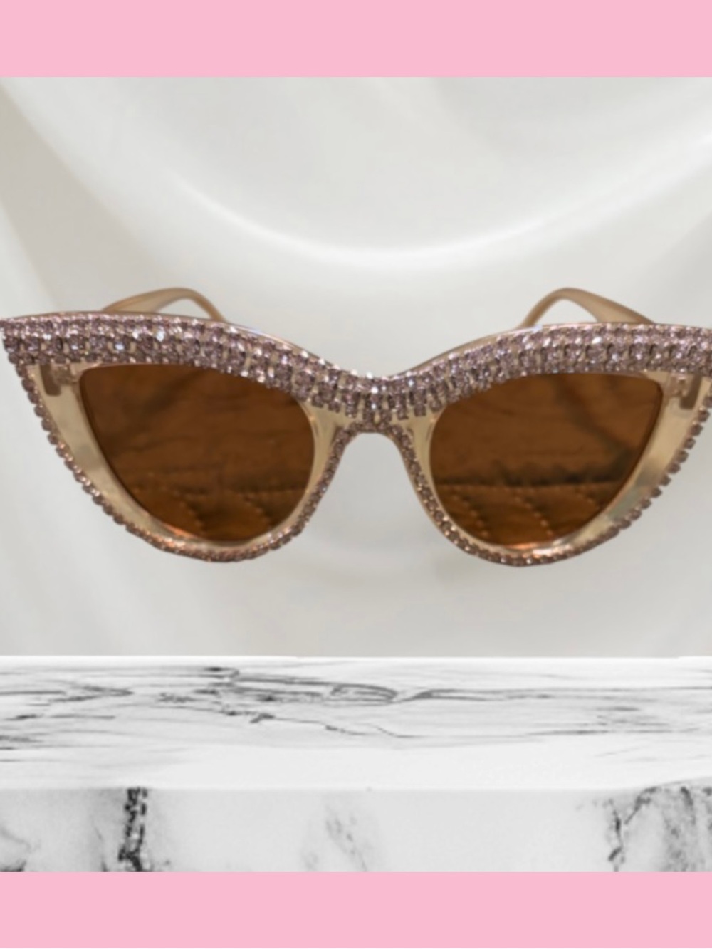 Crystal-Embellished Cat Eye Sunglasses - Pink
